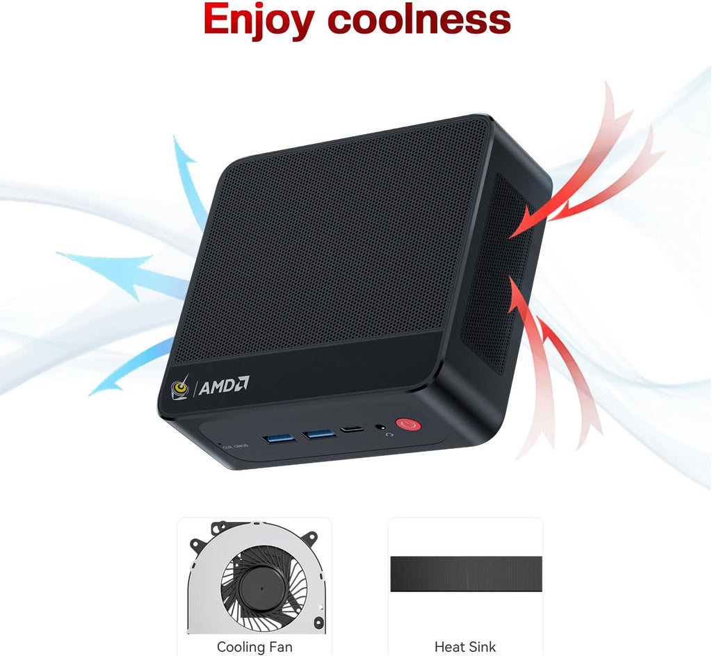 Beelink SER5 Pro Mini PC, AMD Ryzen 5 5625U(7nm, 6C/12T) up to 4.3GHz, Mini Computer 16GB DDR4 RAM 480GB NVME SSD, Micro PC 4K@60Hz Dual Display, Mini Gaming Computer WiFi6/BT5.2/HTPC/W-11 Pro
