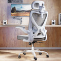 Ergonomic Office Chair: White Computer Desk Chair Comfy Gaming Chair for Adults - Office Chair with Lumbar Support & Headrest - Executive Office Rolling Chairs for Home Work (Grey)
