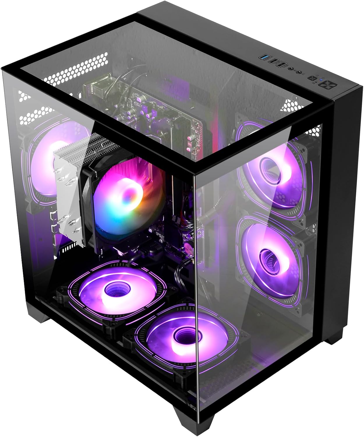 LXZ Desktop PC Computer Ryzen 5-5600GT 8 core 3.6GHz, 16G DDR4 RAM, 1TB NVME SSD, Tower Computer with Wi-Fi & 400W Power Supply for Working, Home and Office