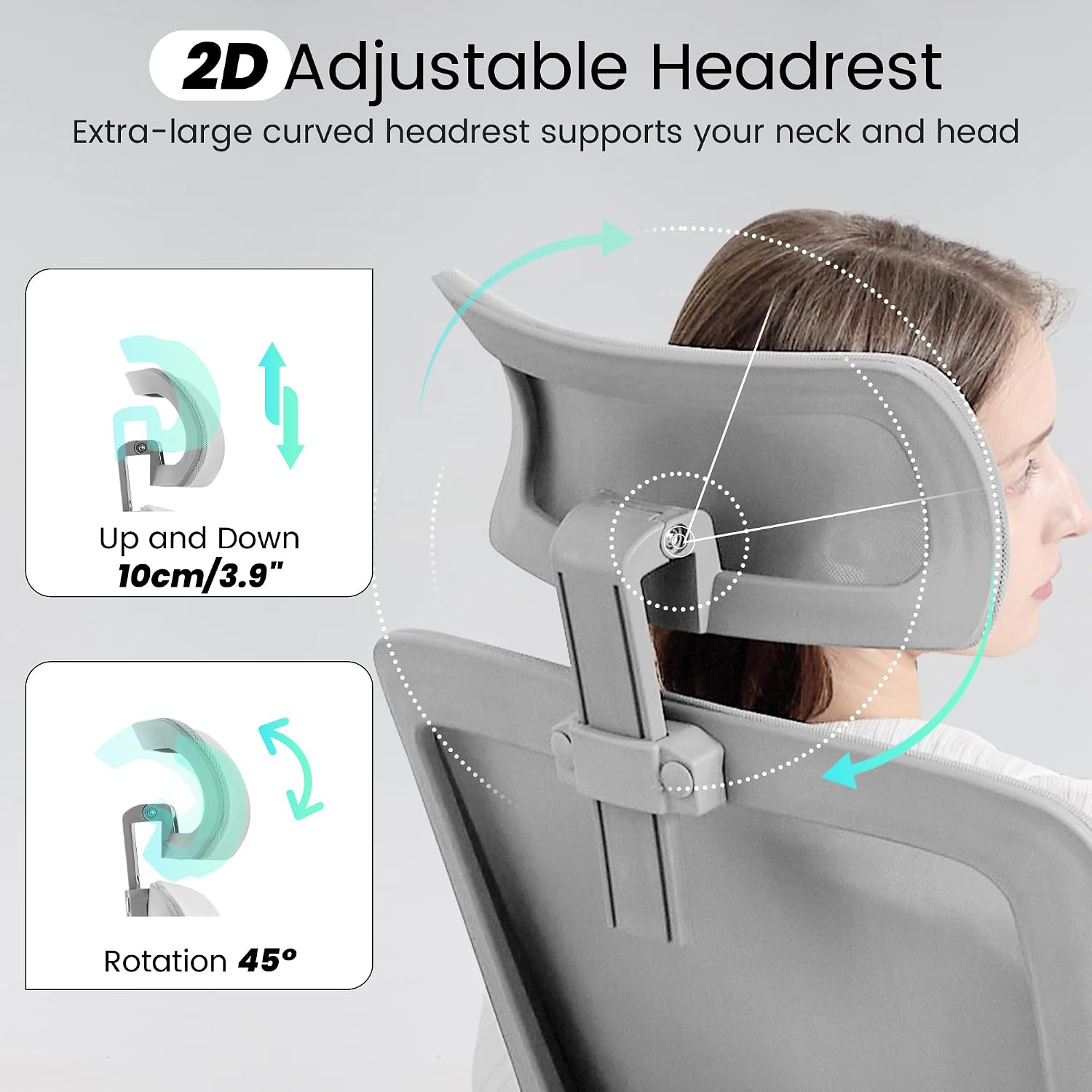 Fizzin Office Chair, Ergonomic Office Chair with Adjustable Headrest Lumbar Support Computer Chair, 400 lbs Desk Chair Comfy with Flip-up Armrests - Gaming Chairs for Adults Home Office (Gray)
