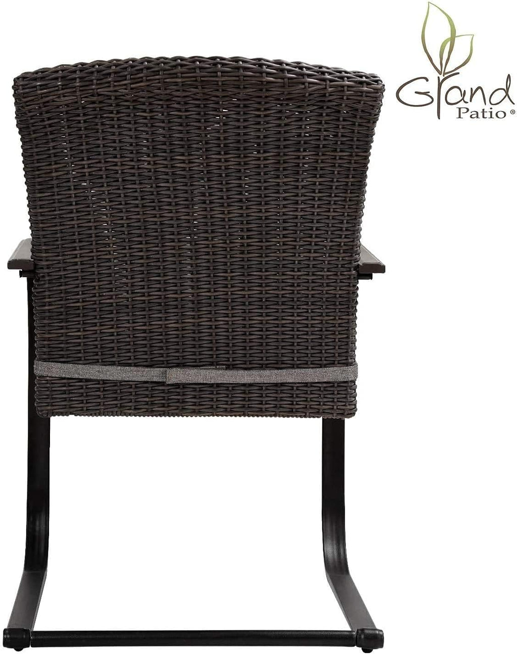 Grand patio 3-Piece Bistro Set, Outdoor Wicker Table Set, Rocking Wicker Chairs with Removable Cushions and Small Coffee Table, Patio Furniture Sets for Balcony, Porch, Grey