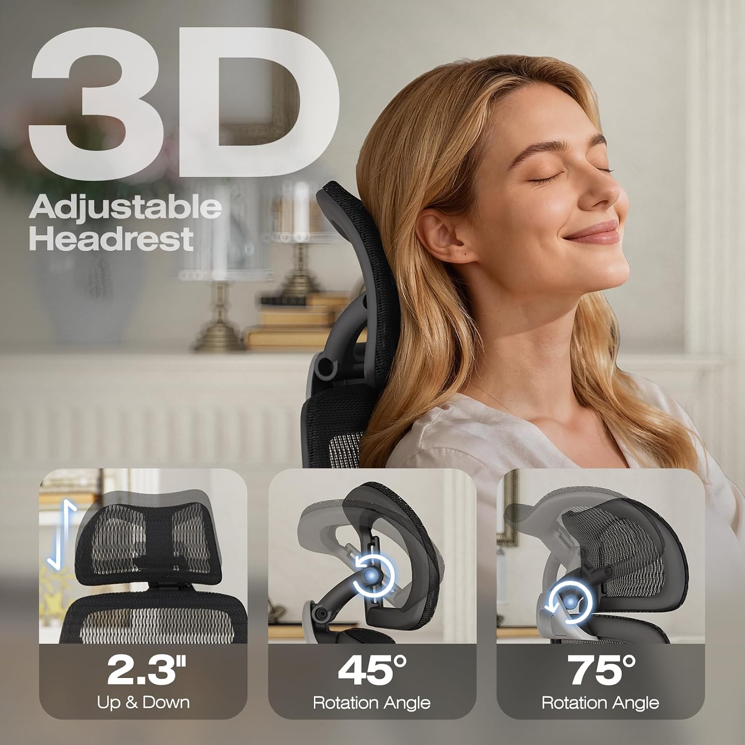 ELABEST X100 Ergonomic Mesh Office Chair, Big and Tall Hone Desk Chair with 5D Flip-Up Arms, Adjustable 3D Lumbar Support,Gaming & Executive Computer Chairs for Long Hours, Padded Seat