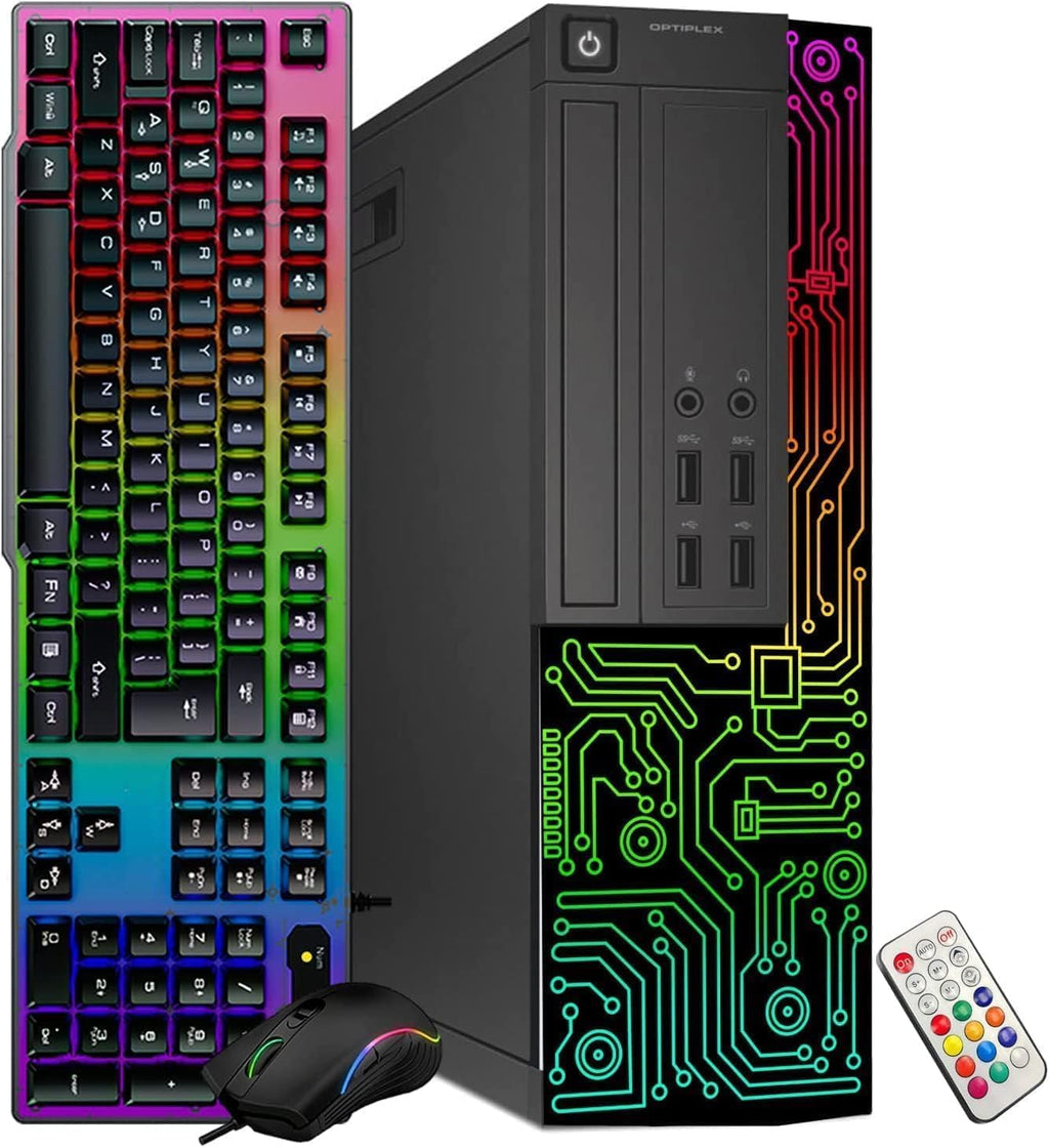 Dell Gaming OptiPlex Desktop RGB Computer PC, Intel Core i5, GeForce GT 1030 2GB GDDR5, 16GB RAM, 512GB SSD, 24 Inch HDMI Monitor, Keyboard Mouse and Headset, WiFi, Windows 11 Pro (Renewed)