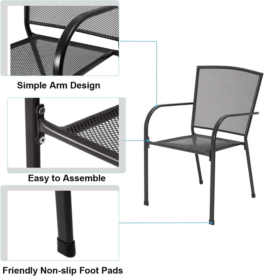 AECOJOY 5 Piece Outdoor Table and Chair, Patio Outdoor Dining Set with 1.73' Umbrella Hole, Patio Table and Chair Set of 4 for Garden,Bistro,Deck
