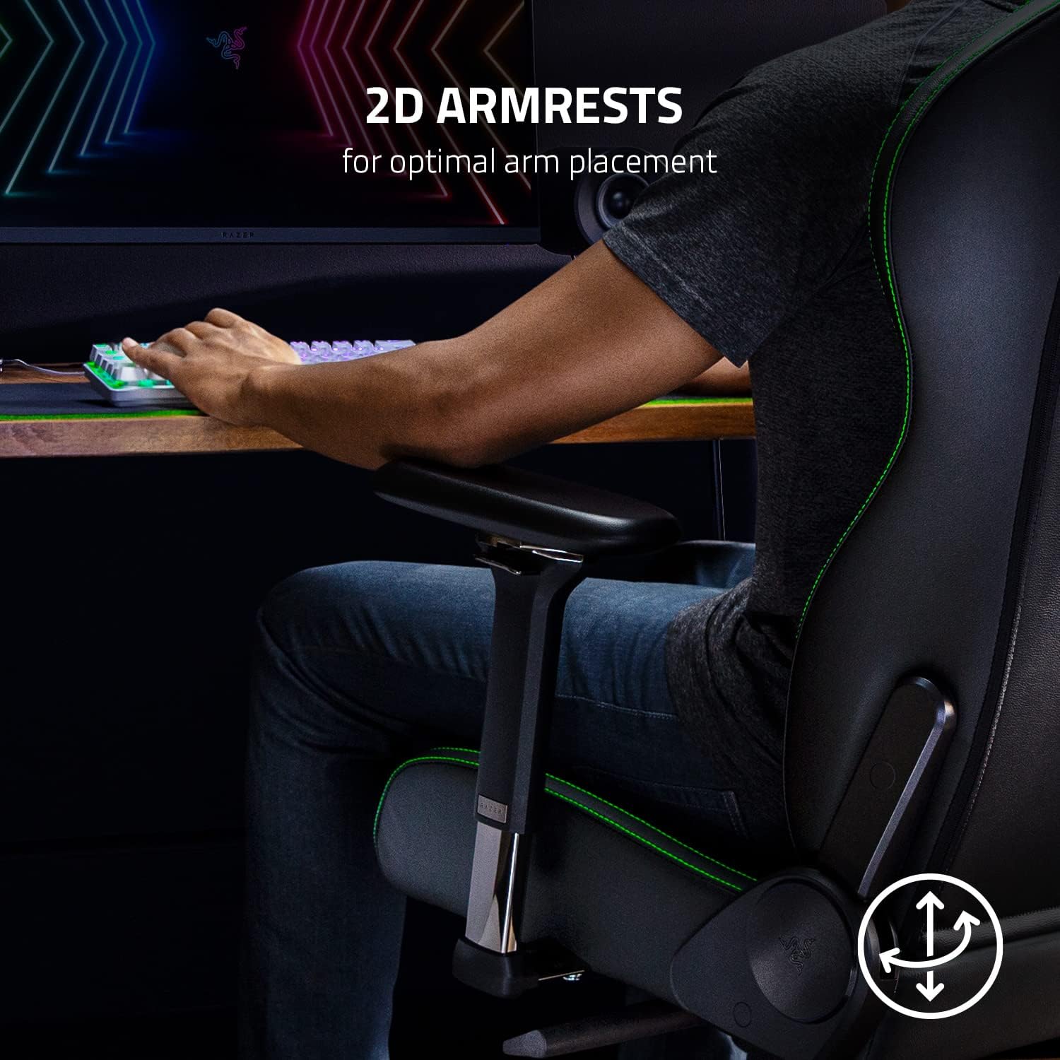 Razer Enki X Essential Gaming Chair + Freyja HD Haptic Gaming Chair Cushion: All-Day Comfort - Built-in Lumbar Arch - Optimized Cushion Density - Dual-Textured, Eco-Friendly Synthetic Leather