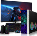 TechMagnet HP G4 Desktop Computer PC AMD Pro A10-9700 R7,8GB RAM,256GB SSD,27-inch Monitor,RGB Speaker,RGB Keyboard with AI-Enabled Copilot Key,Mouse,2X ARGB Fan WiFi,Win 11 Pro (Renewed)