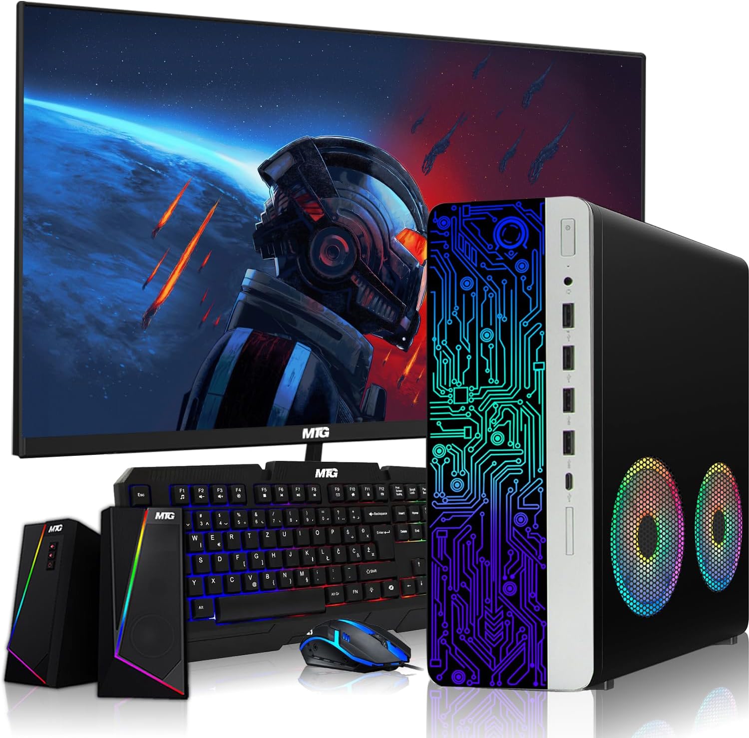 TechMagnet HP G4 Desktop Computer PC AMD Pro A10-9700 R7,8GB RAM,256GB SSD,27-inch Monitor,RGB Speaker,RGB Keyboard with AI-Enabled Copilot Key,Mouse,2X ARGB Fan WiFi,Win 11 Pro (Renewed)
