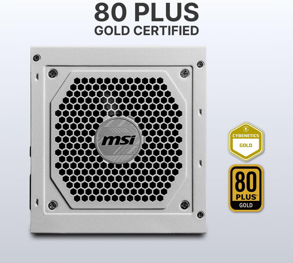 MSI MAG A850GL PCIE5 White, Fully Modular Compact Gaming 850W Power Supply, 80+ Gold, ATX 3.1 & PCIe 5.1 Ready, Native Dual-Color 12V-2x6 Cable, 10 Year Warranty
