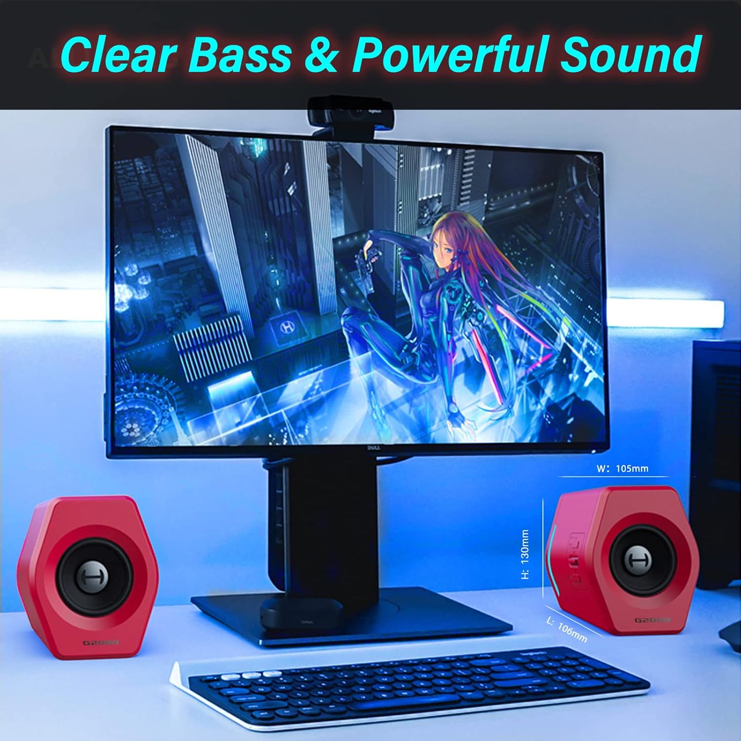 Edifier G2000 32W PC Computer Speakers for Gaming Desktop PC Laptop Mac Computer Woofer Speakers Bluetooth USB 3.5mm AUX Inputs RGB Lights Multimedia Speakers Red