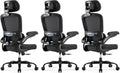 TRALT Ergonomic Office Chair - Desk Chair with Adjustable Headrest Lumbar Support Computer Chair - Mesh Comfy Chair with Flip-up Armrests - Gaming Chair for Adults Home Office PU, Black, Pack of 3