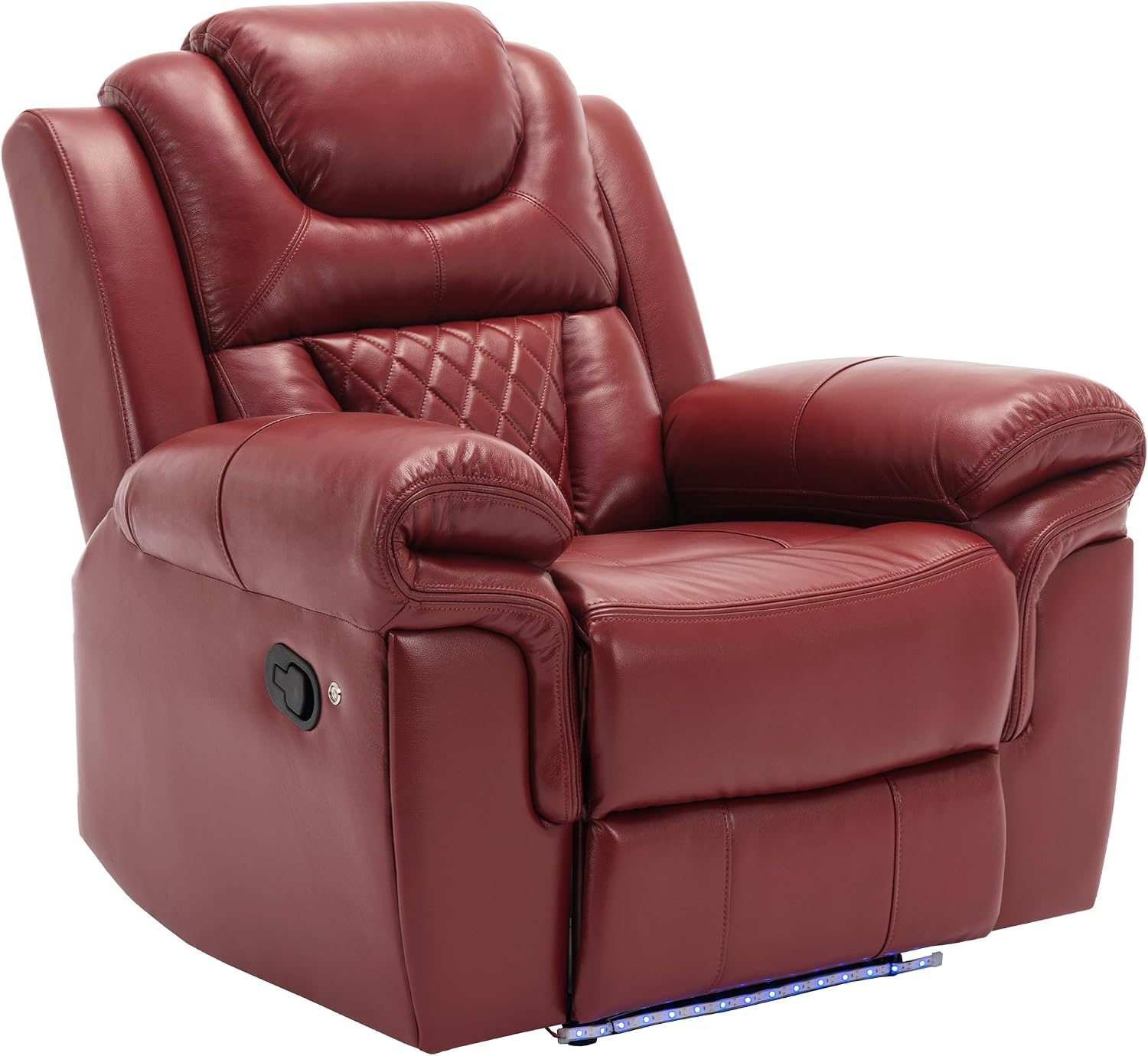 Merax Home Theater Seating Manual Recliner Chair with LED Light Strip for Living Room,Bedroom, Wind Red