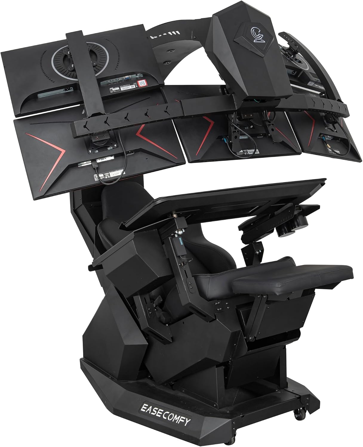 Imperatorworks EASECOMFY T2 Throne Computer Cockpit for 3 Monitors, Zero Gravity Chair Workstation,can Extend for 5 Monitors Support ultrawide 1 * 49' Option with Massage Function