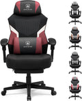 GTPLAYER Gaming Chair, Mesh Office Chairs with Footrest for Adults, Big and Tall Gamer Ergonomic Computer Chair with Height Adjustable (Red)