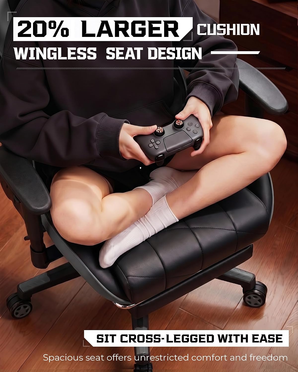 GTPLAYER Gaming Chair, Big and Tall Video Game Chair with High Back PU Leather, Home Office Ergonomic Computer Chair with Footrest, Adjustable Height, 360° Swivel Wheels for Adults and Teens