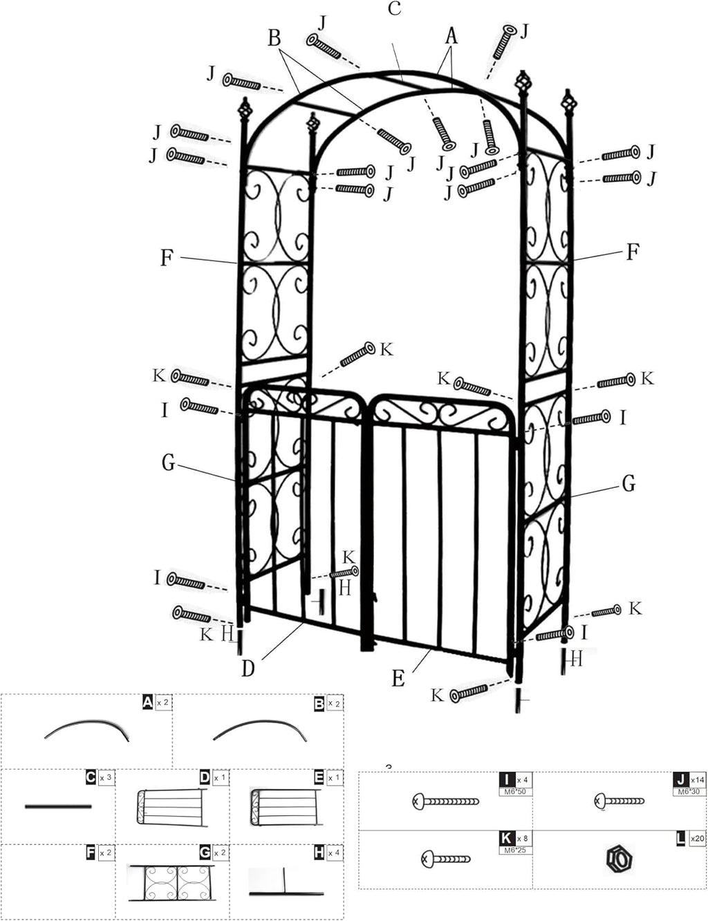 8FT Elegant Garden Arch with Double Gates - Metal Wedding Arbor for Outdoor Ceremonies, Sturdy Steel Trellis for Roses, Vines & Climbing Plants, Perfect for Patio, Lawn & Backyard Decor