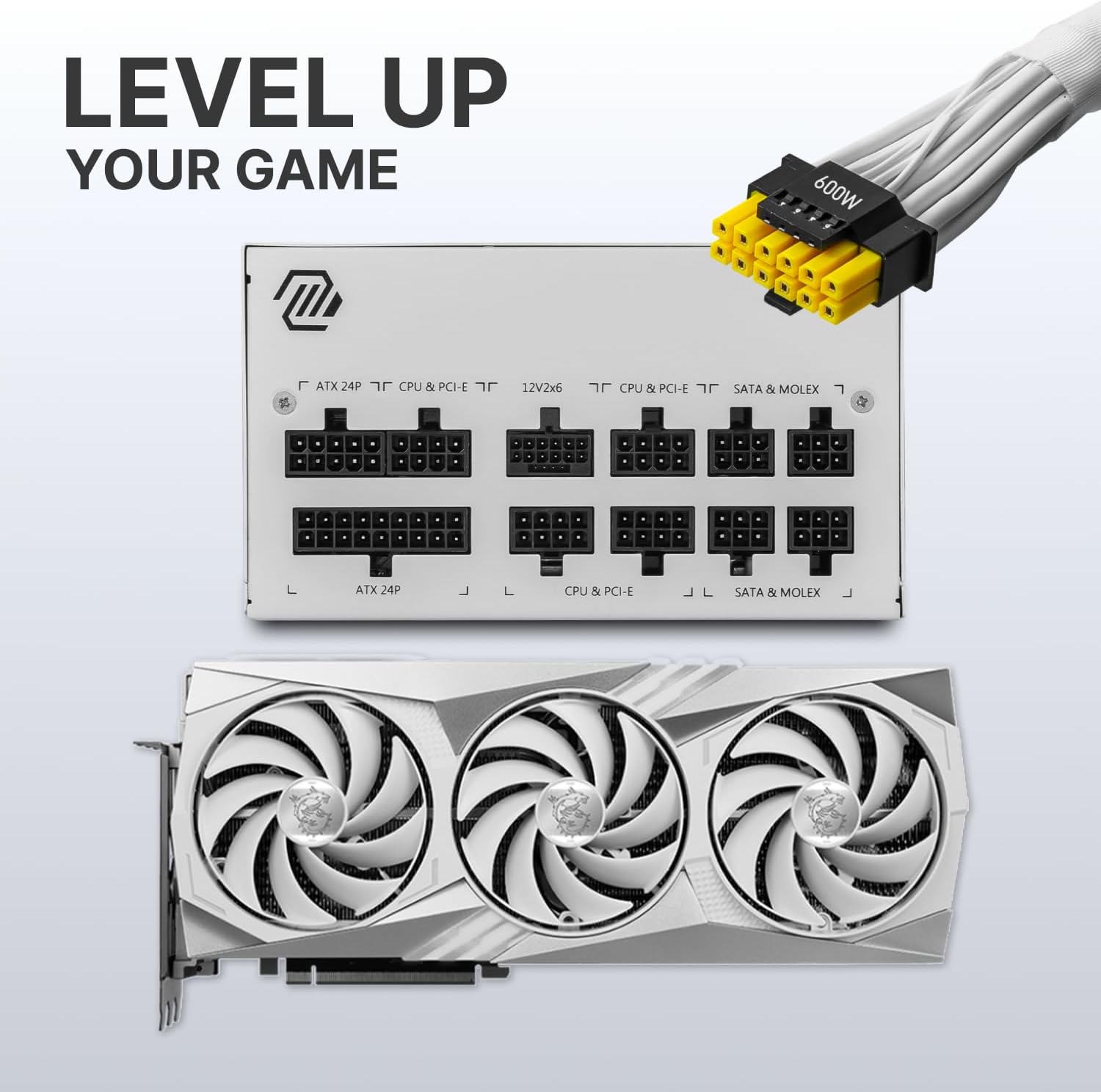MSI MAG A850GL PCIE5 White, Fully Modular Compact Gaming 850W Power Supply, 80+ Gold, ATX 3.1 & PCIe 5.1 Ready, Native Dual-Color 12V-2x6 Cable, 10 Year Warranty