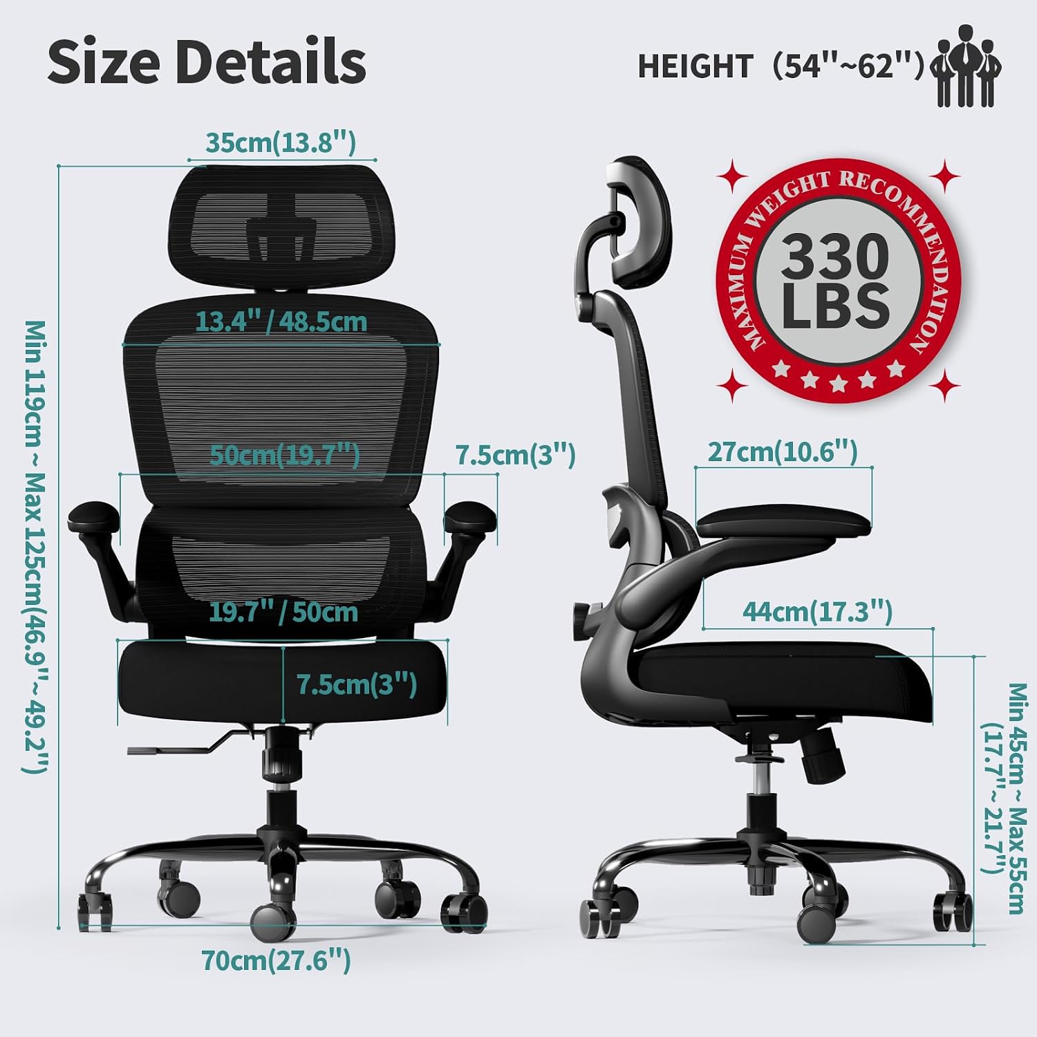 TRALT Office Chair Ergonomic Desk Chair, 330 LBS Home Mesh Office Desk Chairs with Wheels, Comfortable Gaming Chairs Black, Pack of 5
