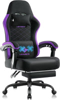 LEMBERI Gaming Chair, Fabric Big and Tall Video Game Chairs with Footrest, Massage Lumbar Support, Racing Style Ergonomic Computer Gamer Chair with Adjustable Headrest (Purple)