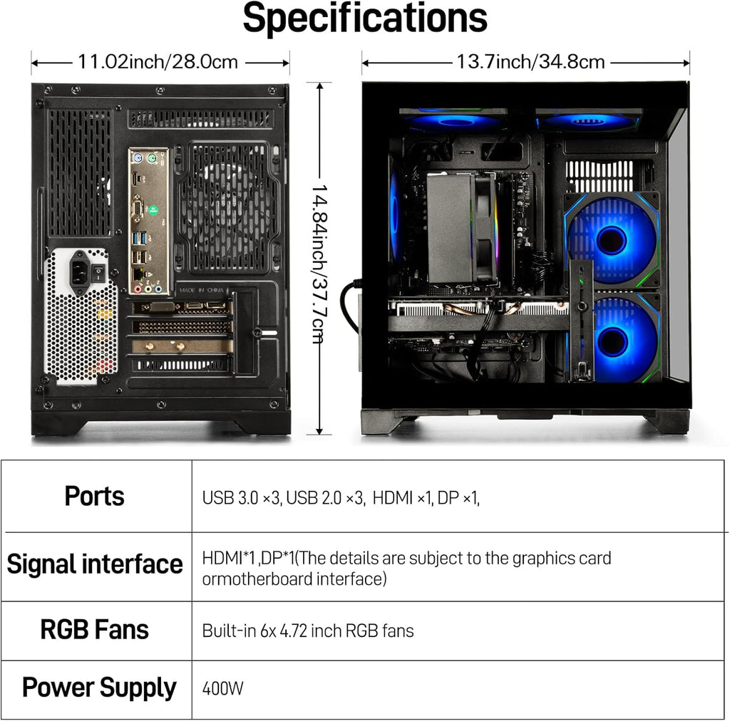Gaming PC Ryzen 5 5500, GeForce RTX 3050 8GB, 16GB DDR4 3200MHz RAM, 512GB SSD, Prebuilt Desktop Computer for Gaming & Productivity