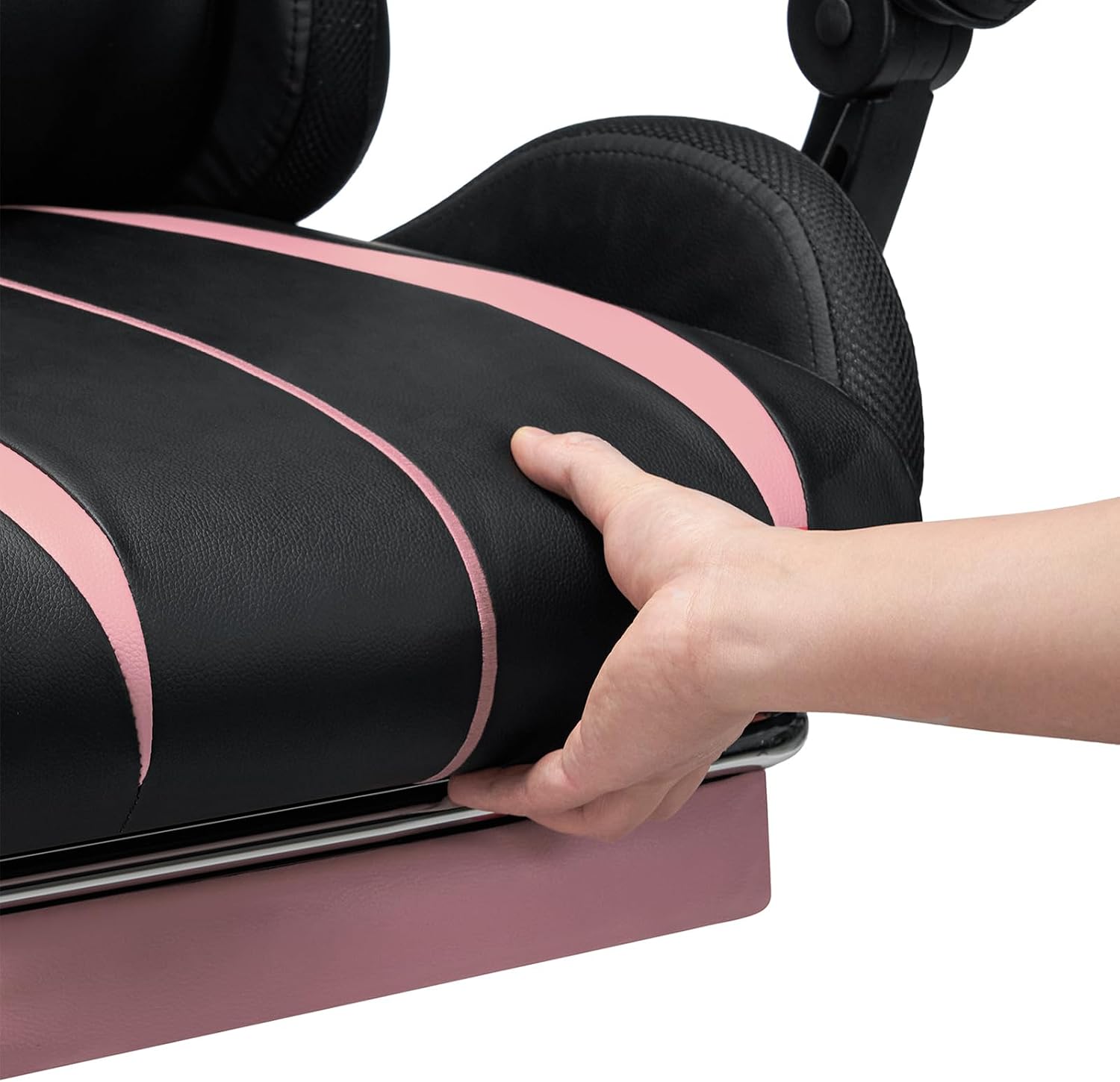 Gaming Chair with Speakers and Lights Ergonomic Computer Gaming Chair with Footrest LED RGB Lights Massage High Back Music Video Game Chair with Lumbar Support Pink and Black