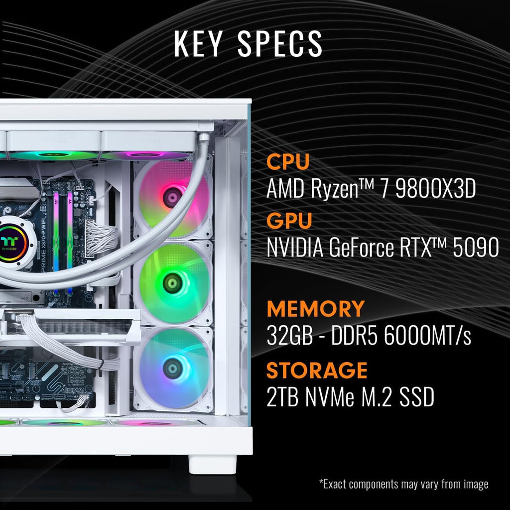 Thermaltake LCGS View 9890S-380XL Gaming Desktop (AMD Ryzen™ 7 9800X3D, 32GB 6000MT/s DDR5 RGB Memory, NVIDIA® GeForce RTX™ 5090, 2TB NVMe M.2, WiFi, Windows 11) VXLS-X870-590-LCS