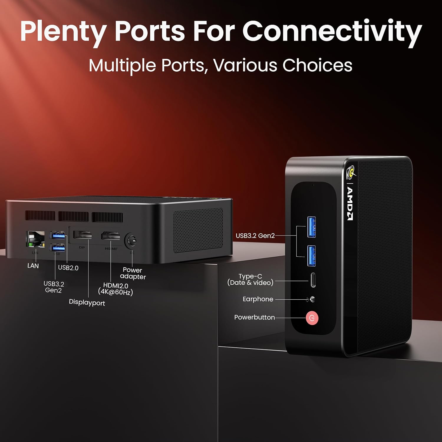 Beelink Mini PC, SER5 Pro 5625U AMD Ryzen 5 (Up to 4.3GHz) 16GB DDR4 480GB M.2 SSD Mini Desktop Computer, 2.5Gbps LAN, Wifi6/BT5.4,HDMI/DP/Type-c/4K Triple Display Micro PC