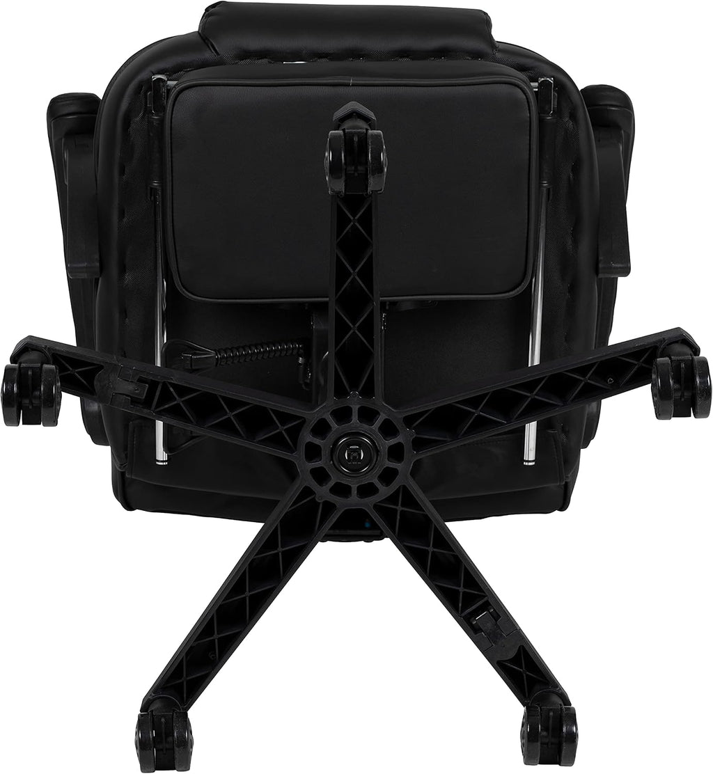 EMMA + OLIVER Black Ergonomic Gaming Chair -Recline Back/Arms, Footrest, Massaging Lumbar