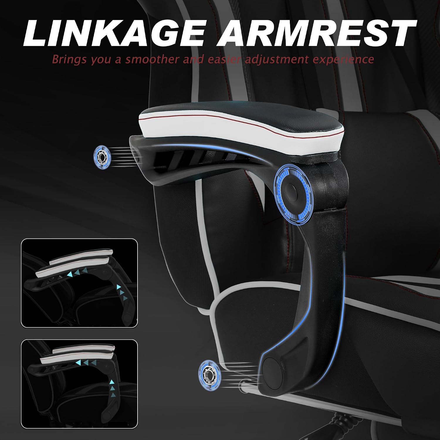 Vonesse Gaming Chair with Footrest,Reclining Computer Gaming Chair for Adults,Big and Tall Gamer Chair with Massage,Ergonomic High Back (White/Black)