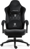 Dowinx Gaming Chair with Heated Massage Lumbar Support,Big and Tall Fabric Gaming Chairs for Adults with Footrest, Ergonomic Computer Game Chair with Poket Spring Cushions, 350lbs, Black and White