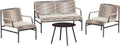 East Oak 4 Piece Patio Furniture Set, Outdoor Furniture with PE Wicker Rattan Chairs and Coffee Table, Modern Patio Conversation Set with Soft Pad for Garden, Backyard and Porch, Apricot