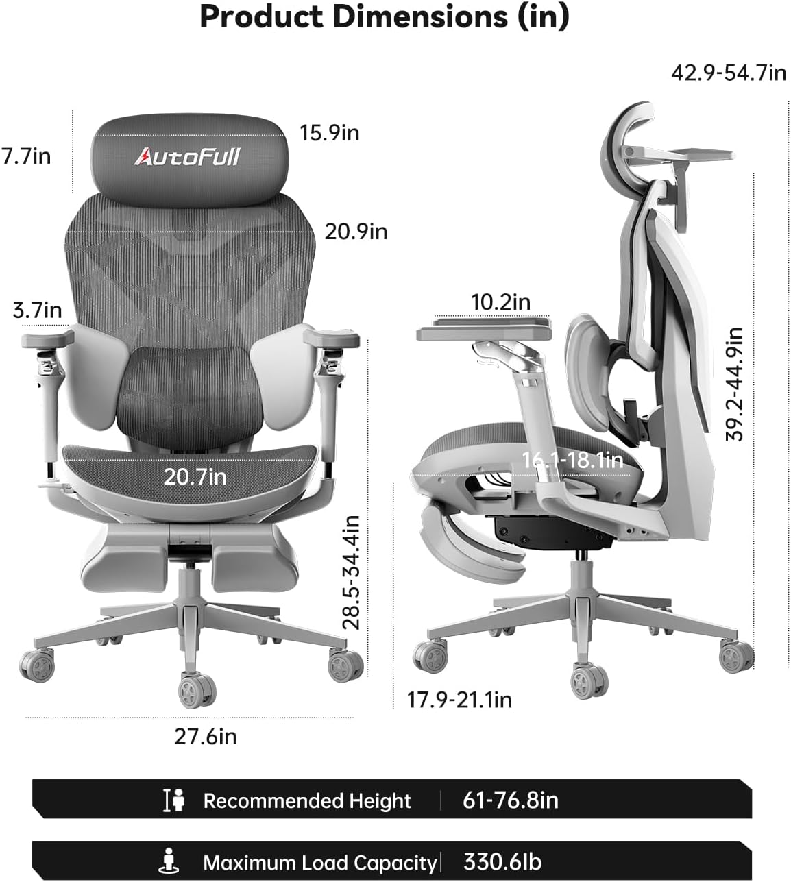 Autofull G7 Gaming Chair - 3-Zone Lumbar, 22-Point Adjustment, Breathable Mesh, Custom Backplate, 720° Armrests, BIFMA Certified Ergonomic, 140° Recline, IGR Certified, Niko Endorsed - Gift for Gamers