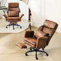 VINGLI 100-130° Reclining Tall Office Chair with Foot Rest & Adjustable Armrests, Ergonomic Criss Cross Chair with Wheels & Headrest, Comfy Wide-Seat Gamer Chair for the Heavy, Microfiber, Vintage
