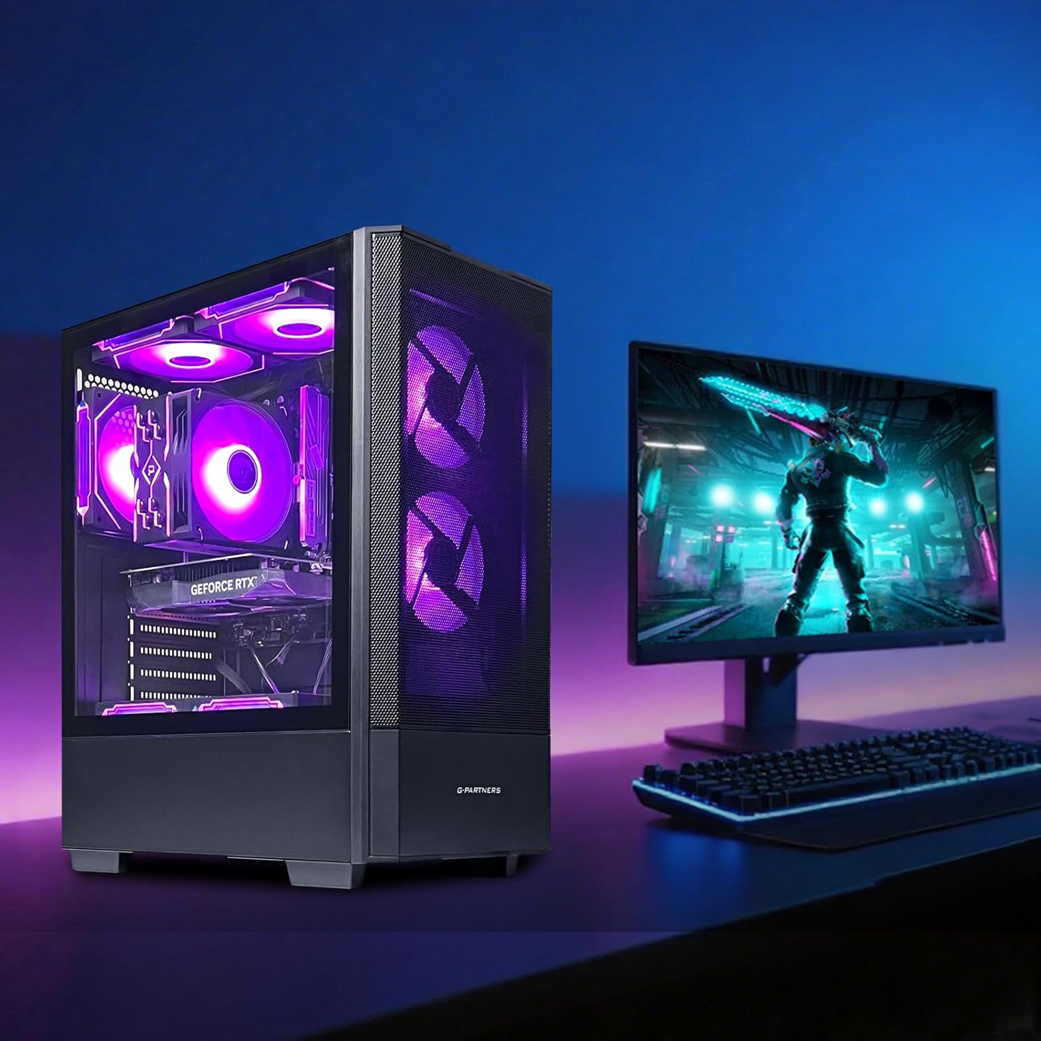 Prebuilt Gaming Desktop PC, AMD Ryzen 5 5500, GeForce RTX 3050 6GB, 16GB DDR4 3200MHz RAM, 1TB NVMe SSD, ARGB Air Cooling, Wi-Fi,Tower Computer for Gaming, Streaming, Editing