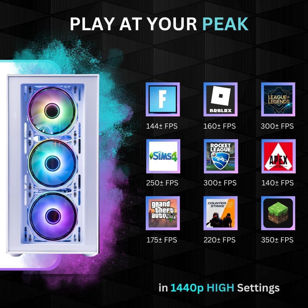 NOVATECH Titan Prebuilt Gaming PC Desktop Computer - RTX 5060 - Ryzen 5-1TB M.2 SSD - 16GB RAM WiFi/BT, Win 11 Pro - Gaming Computer Tower, Pre Built PC Gaming - 1 Year Warranty