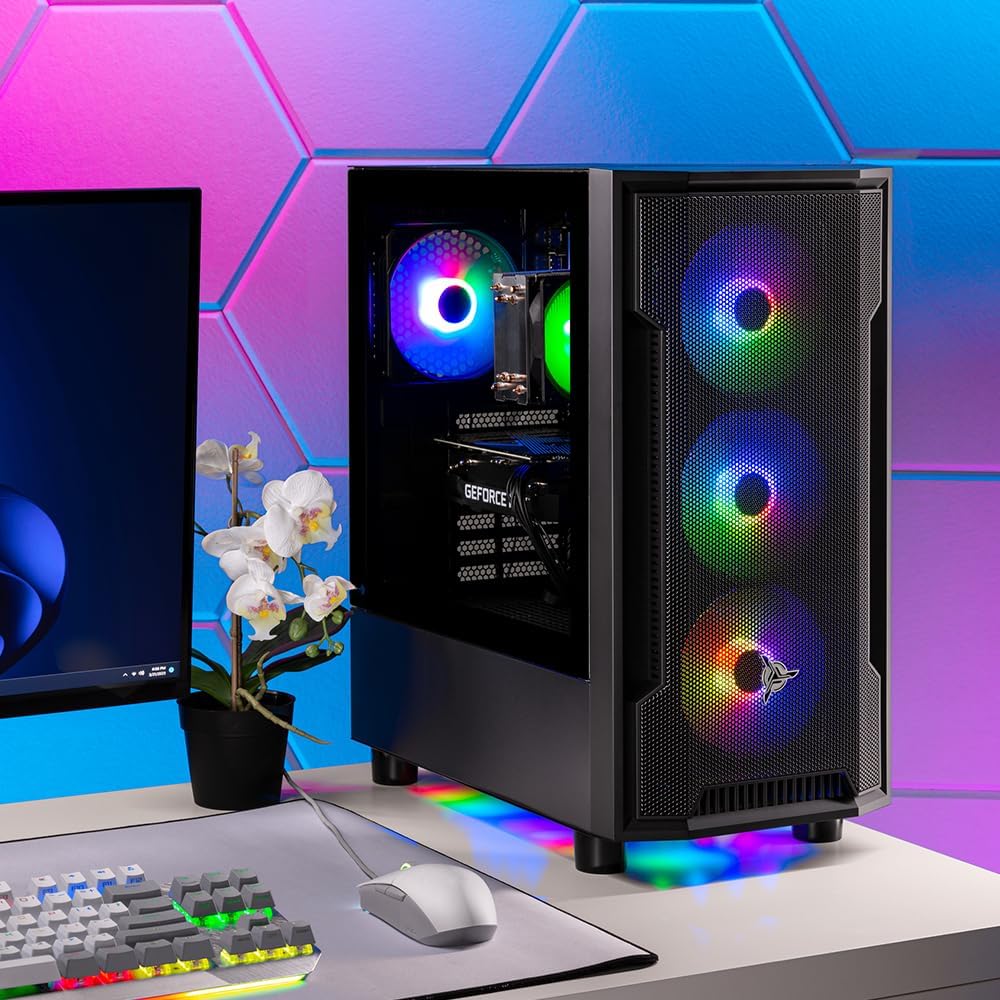 Skytech Gaming Shadow Gaming PC Desktop – AMD Ryzen 5 3600 3.6 GHz, NVIDIA RTX 3060, 1TB NVME SSD, 16GB DDR4 RAM 3200, 600W Gold PSU, 11AC Wi-Fi, Windows 11 Home 64-bit,Black