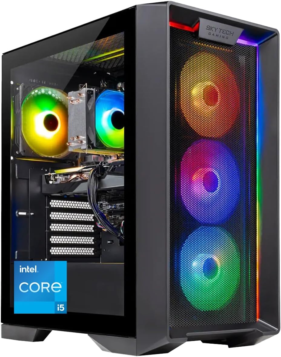 Skytech Gaming Nebula Gaming PC, Intel i5 14400F 2.5GHz, NVIDIA RTX 5060, 1TB NVMe SSD, 16GB DDR5 RAM 6000, 650W Gold PSU, Wi-Fi, Win 11, Desktop