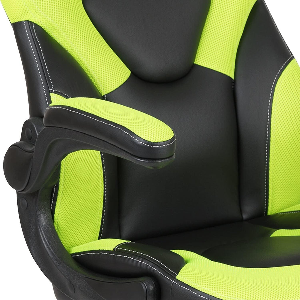Flash Furniture X10 Gaming Chair Racing Office Ergonomic Computer PC Adjustable Swivel Chair with Flip-up Arms, Neon Green/Black LeatherSoft