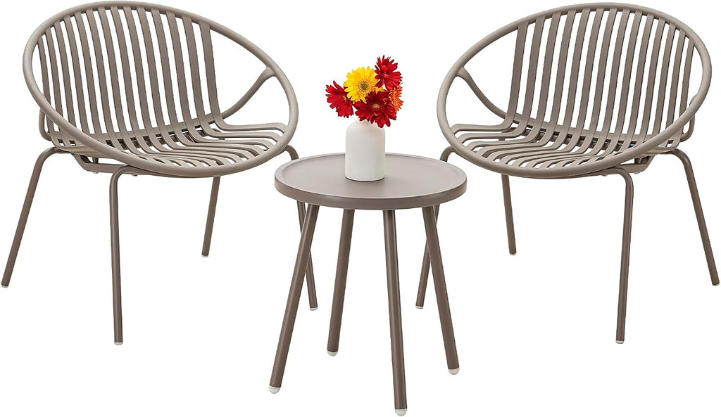 Werph Patio Furniture Set, 3 Pieces Outdoor Furniture with Bistro Table and Chairs Set of 2, Outdoor Patio Set with Porch Chairs and Table, Deck Conversation Set for Garden Poolside