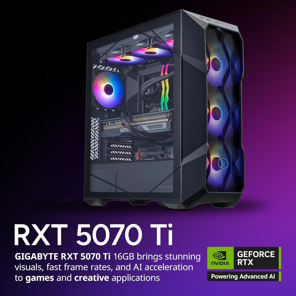 Cooler Master TD5 Pro Gaming PC – AMD RYZEN 7 9800X3D, NVIDIA GeForce RTX 5070 Ti 16GB, 32GB DDR5 6000MHz, 2TB Gen4 M.2, Windows 11, MWE Gold 850 V3 PSU, ATX Desktop PC