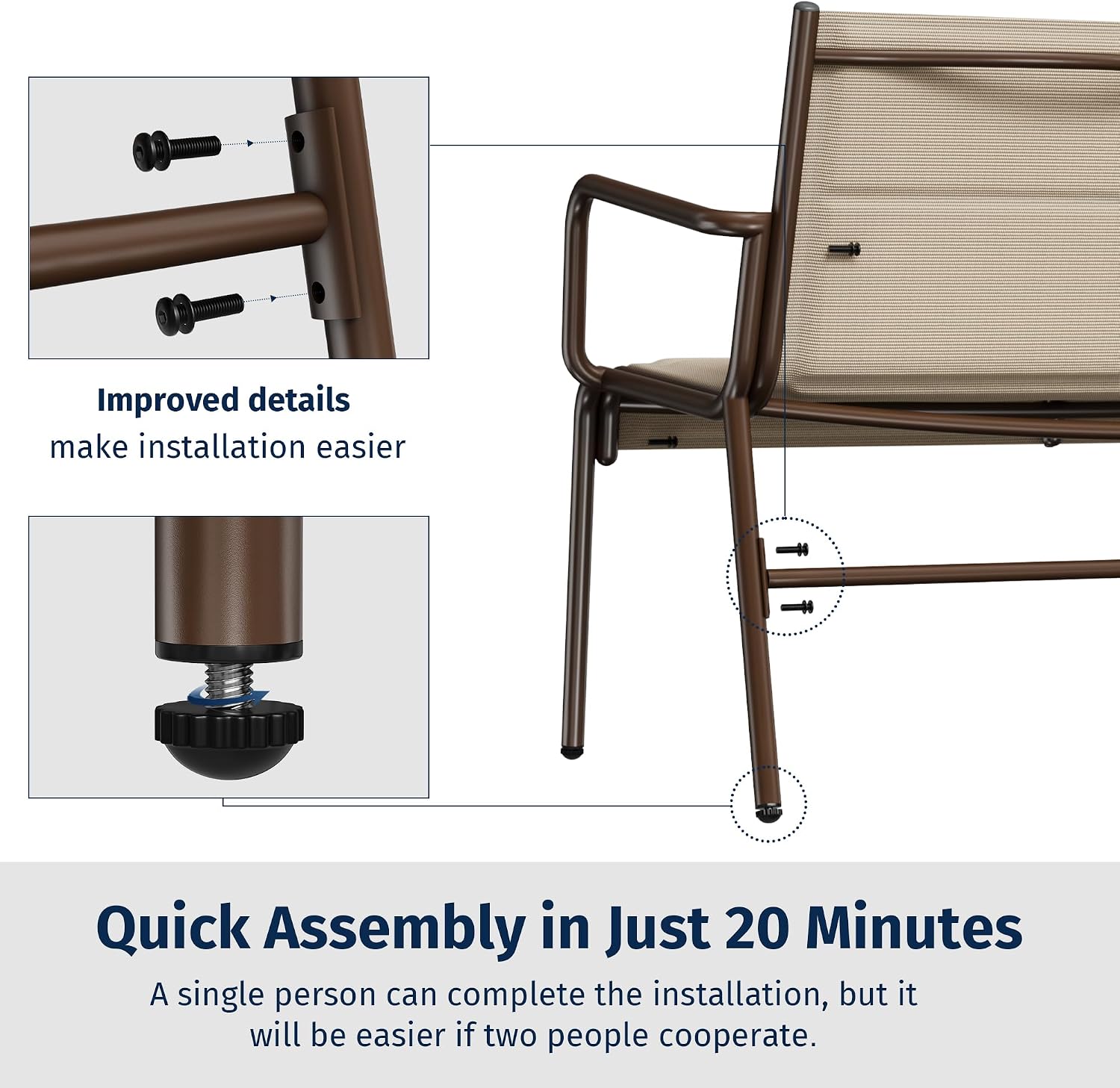 East Oak 4 Seats Outdoor Furniture Set, Waterproof Patio Furniture Set, Patio Loveseat with Coffee Table for Porch or Garden, 4-Piece Patio Conversation Sets for Balcony, Upgrade Beige