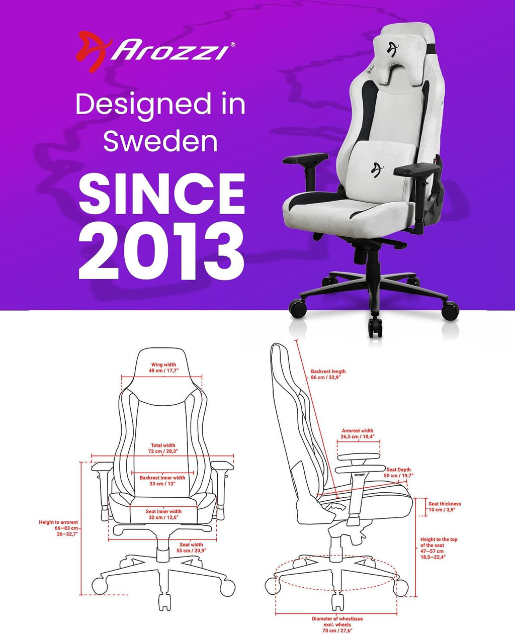 Arozzi Vernazza Supersoft Upholstery Material has a Unique Velvety Texture that is Fluid-Repellant and Breathable with Memory Foam Lumbar Support 4D Armrest for Office and Gaming Chair - Light Grey
