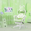 Vigosit Cute Cat Ears Gaming Chair for Women Girls - Ergonomic PU Leather Office Chair with Footrest cat paw Pillow, 360° Swivel Recliner, Green