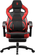 Dowinx Gaming Chair with Footrest, Big and Tall Gaming Chair for Heavy People, Gamer Chair for Adult with Massage, Ergonomic Gaming Chair with headrest, Computer Game Chair for 200lbs, Red