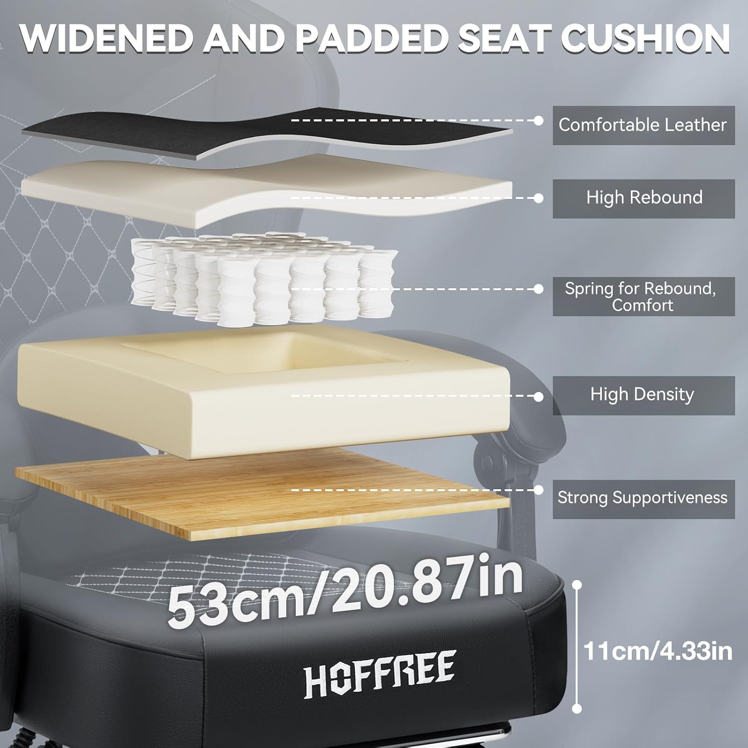 HOFFREE Gaming Chair with Speakers Massage Computer Gaming Chairs for Adults Reclining Bluetooth Game Chairs with Pocket Spring Cushion Video Game Chair with Footrest Computer Office Desk Chair Black