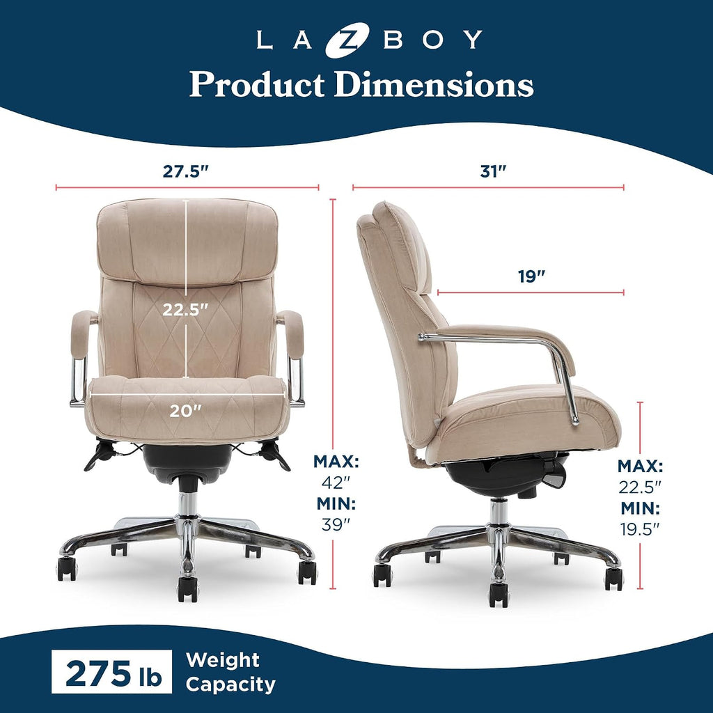 La-Z-Boy Sutherland Ergonomic Fabric Swivel Computer and Desk Chair, Cream (CHR10048D)