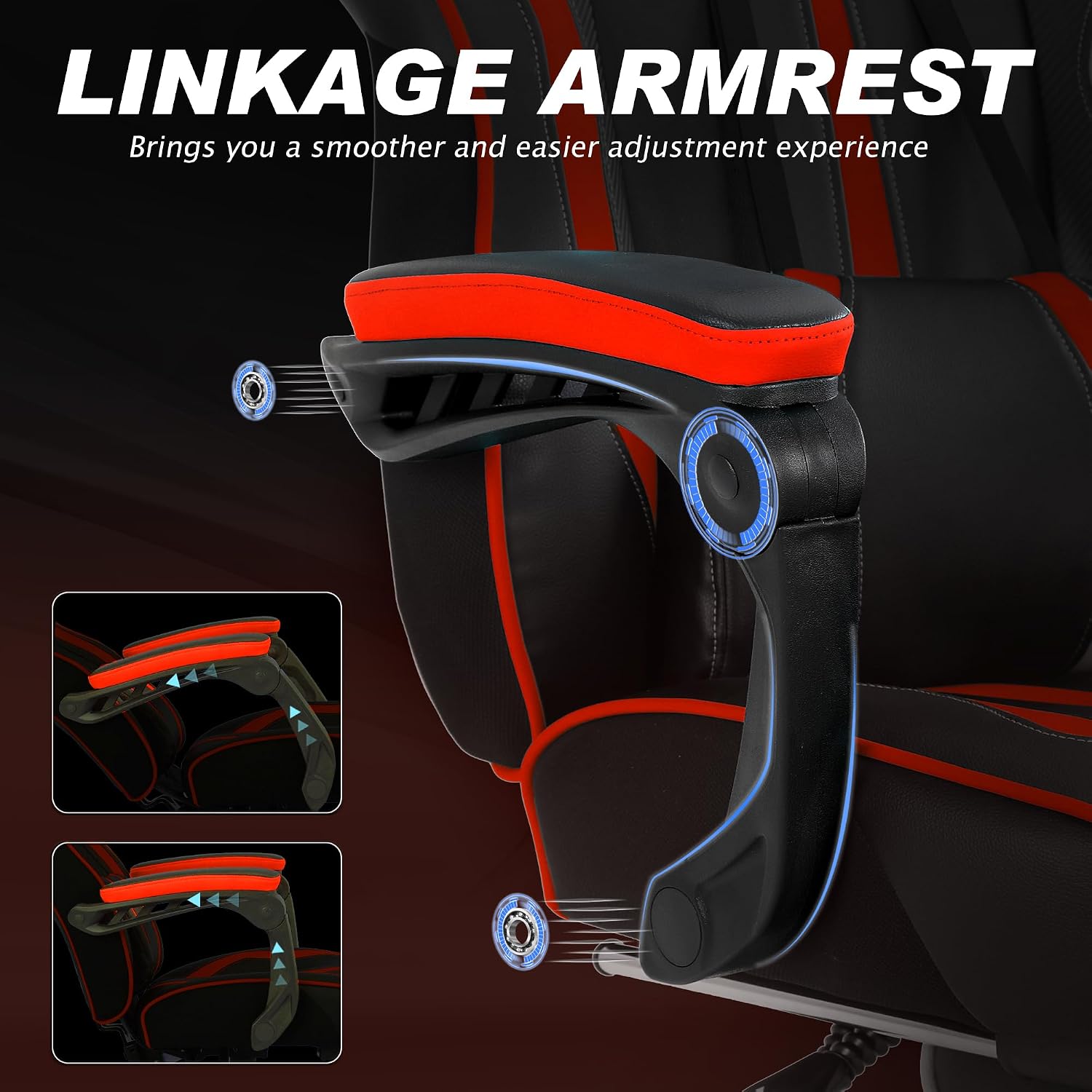 Vonesse Gaming Chair for Adults, Reclining Gaming Chairs with Footrest and Massage, Computer Gaming Chair for Heavy People,Ergonomic Gamer Chair Big and Tall (Red/Black)
