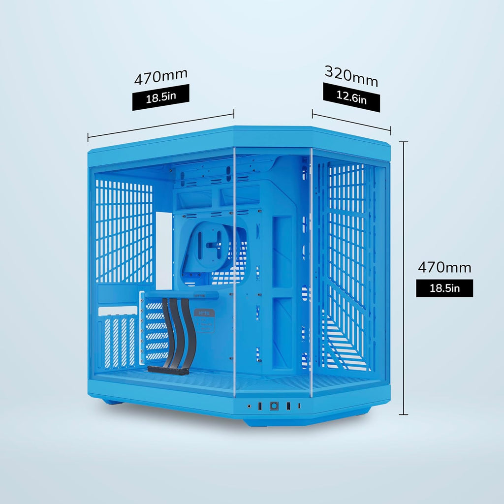 Hyte Y70 Mid-Tower ATX Gaming PC Desktop Case - Panoramic Tempered Glass - Dual Chamber - High Airflow Chassis - PCIE 4.0 Riser Cable Included - New Modern Aesthetic - Blueberry Milk (Blue)