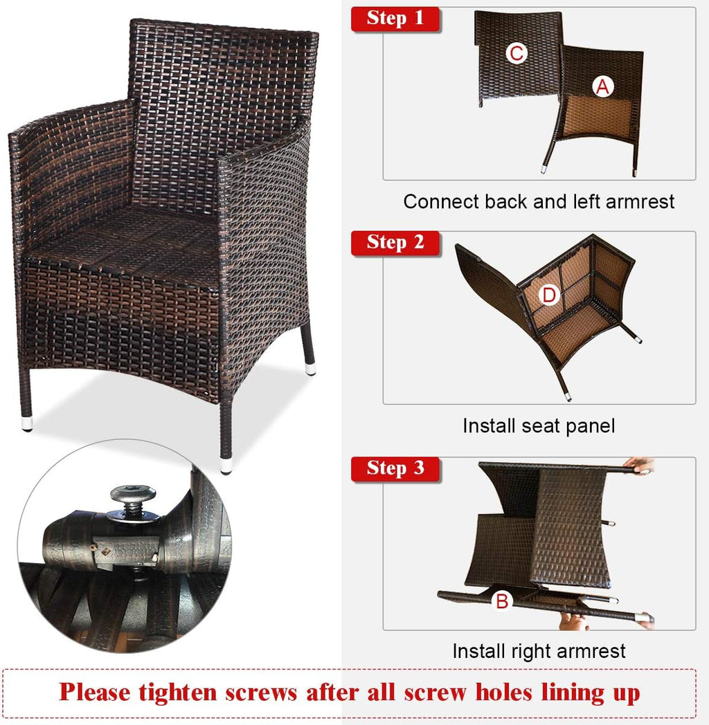 Tangkula Patio Furniture Set 3 Piece, Outdoor Wicker Rattan Conversation Set with Coffee Table, Chairs & Thick Cushions, Suitable for Patio Garden Lawn Backyard Pool