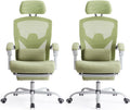 Sweetcrispy Office Computer Desk Chair Set of 2, Ergonomic High-Back Mesh Rolling Work Swivel Chairs with Wheels, Comfortable Lumbar Support, Comfy Arms for Home, Bedroom, Study, Student, Green