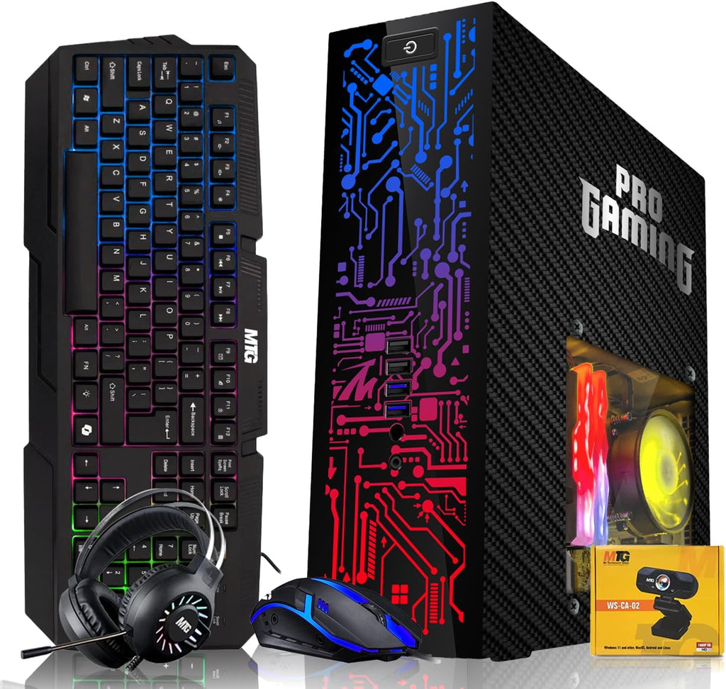 HP Carbon Black Desktop Computer PC–Intel Core i5,16GB ARGB RAM,512GB SSD,GT-1030 Graphic Card,RGB KBM with AI Copilot Key,RGB Headphone,Webcam,Windows 11 (Renewed)